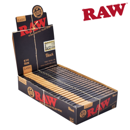 Raw Rolling Paper - Black 1 1/4 Size (24)