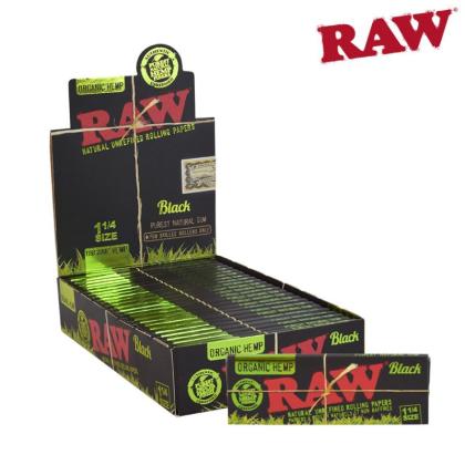 Raw Rolling Paper - Black Organic 1 1/4 Size