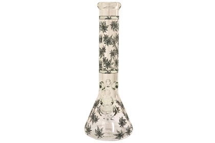 Glass Bong - 13.5" Black & White Leaf ABC0040