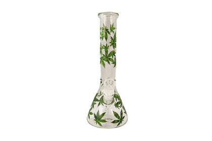 Glass Bong - 10" Green Leaf AS002
