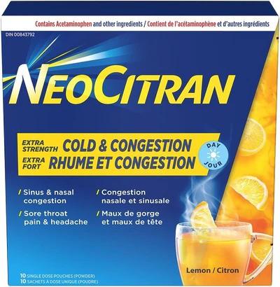 Neocitran Day - Extra Strength Cold & Congestion Lemon (10)