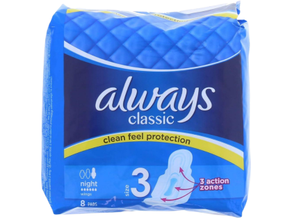 Always Classic Night 8Pk (Blue) Size 3 (8x6)