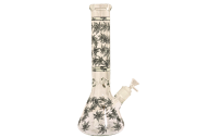 Glass Bong - 13.5" Black & White Leaf ABC0040