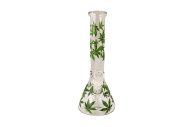 Glass Bong - 10" Green Leaf AS002